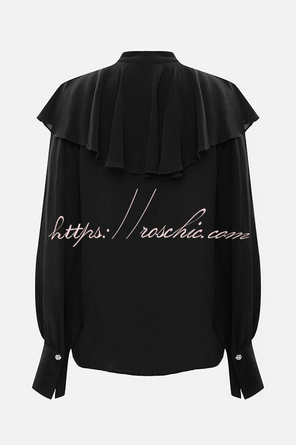 Court-style Draped Ruffled Elegant Chiffon Blouse